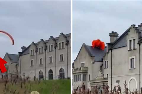 Paraglider Crash-Lands on Hotel Roof, Dangles Dangerously, on Video