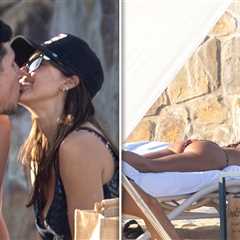 Jessica Alba Kisses Boyfriend Danny Ramirez, Tans Butt During Beach Day