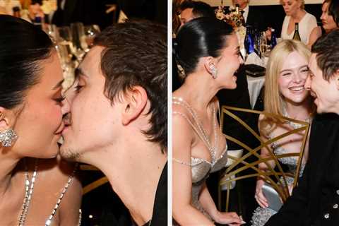 Elle Fanning Was Caught Interrupting Kylie Jenner And Timothée Chalamet Mid-PDA At The Golden..