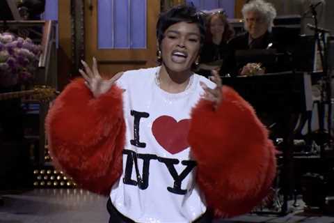 Teyana Taylor Hosts SNL in a Chanel Pre-Fall 2026 Red Fur Jacket and “I ❤️ NY”  Sequined Shirt