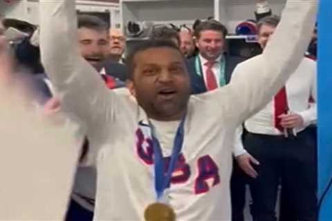 FBI Director Kash Patel parties with USA Olympic hockey team after gold medal win over Canada