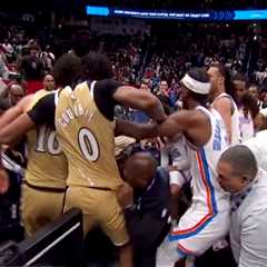 Four players ejected after wild Thunder-Wizards brawl that veered into stands