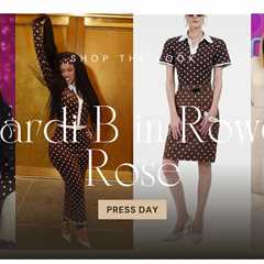 Cardi B in Brown Polka Dot Rowen Rose for Press Day Talking Little Miss Drama Tour and Grow Good..