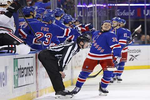 Rangers’ youth shines to snap six-game skid with rout of Blackhawks