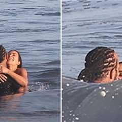 Kim Kardashian & Lewis Hamilton Show PDA During Malibu Beach Day