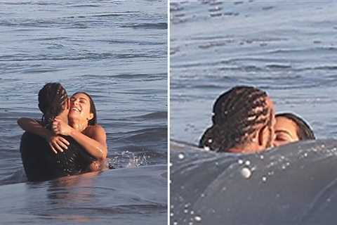 Kim Kardashian & Lewis Hamilton Show PDA During Malibu Beach Day
