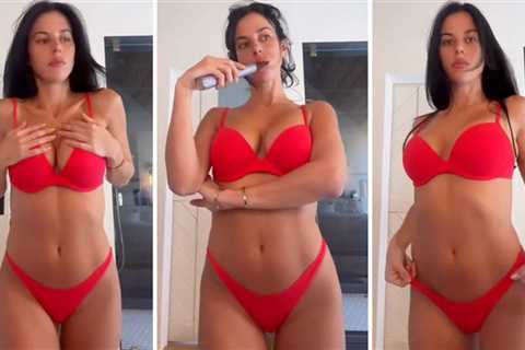 Victoria Villarroel Brushes Her Teeth In Daring Red-Hot Bikini