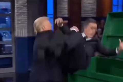 Trump Shares A.I. Video of Him Literally Tossing Stephen Colbert Into a Dumpster