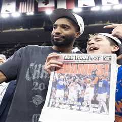 Timothee Chalamet holds up The Post, throws Oscars shade as he wildly celebrates Knicks championship