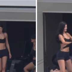 Kylie Jenner Works Out In Sports Bra on Yacht in Mediterranean