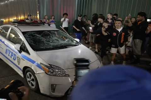 Crazed Knicks fans smash cop car as NBA Finals ecstasy immediately turns violent