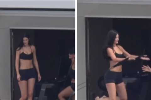 Kylie Jenner Works Out In Sports Bra on Yacht in Mediterranean