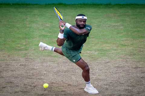 Frances Tiafoe’s girlfriend Ayan Broomfield celebrates Halle Open win in black dress