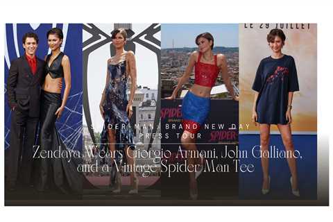 Zendaya Wears Giorgio Armani, John Galliano, and a Vintage Spider-Man Tee on the Spider-Man: Brand..