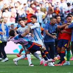 Punches thrown as wild brawl breaks out after final World Cup whistle