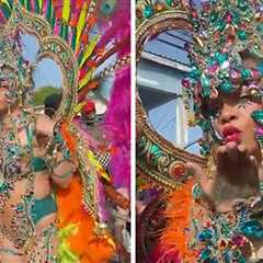 Rihanna Gets Down at Barbados Carnival in Elaborate Feather Costume