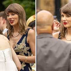 Taylor Swift Attends English Wedding, Shows Off Massive Ring With Sabrina, Jack & More