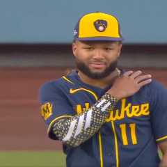 Praying mantis refuses to leave Jackson Chourio alone in hilarious NLCS moment